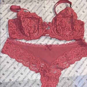 Victoria's Secret Floral Lace Bra and Panty Set